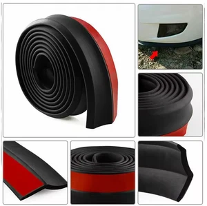 Universal Car Front Bumper Lip Rubber 2.5m Bumper Protector Black Bumper Lip - Foto 1 di 11