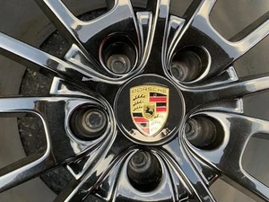 Used Black 76mm Porsche Wheel Center Hub Cap 911 Cayenne Panamera Cayman - Picture 1 of 3