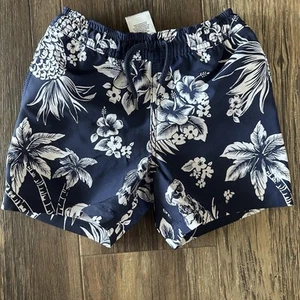 Polo Ralph Lauren Swimwear Boys Size 5 Navy Blue Bear Hawaiian Aloha Swim Trunks - Picture 1 of 8