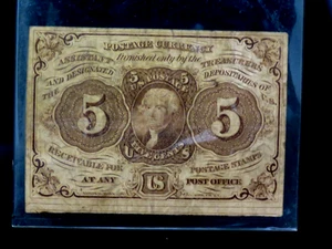 Banconota da 5 centesimi in moneta frazionaria 1863 seconda emissione Fr. 1232 D14 - Foto 1 di 2