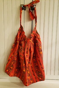 Vintage Halbschürze Bauer & Frau mit Tasche MCM orange mit Bändern Baumwolle Retro - Bild 1 von 5