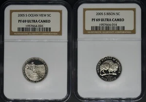 2005-S Nickel - Ocean View/Bison NGC PF69 Ultra Cameo 2 Coin Lot - ✪COINGIANTS✪ - Picture 1 of 2