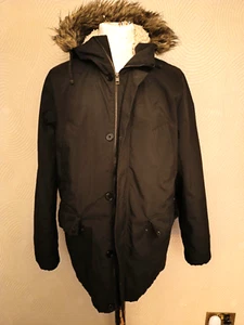 New Look Men's Dark Green Insulated Waterproof Parka Full Zip Hooded Size Medium - Picture 1 of 12