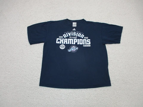 Adidas Shirt Extra Large Adult Blue Utah Jazz NBA 2007 Champions Casual Mens XL Cover