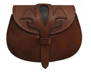 Borsa da cintura medievale in pelle Fleur marsupio SCA LARP rinascimentale cosplay mountainman - Foto 1 di 3