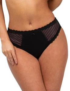 Pour Moi Brief Knickers Luxe Linear High Leg Womens Lingerie Black/Blush 18905