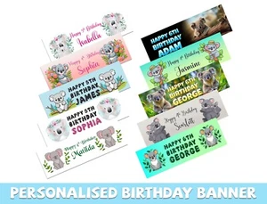 Bannières d'anniversaire personnalisées design koala enfants fête décoration enfants 614 - Photo 1/12