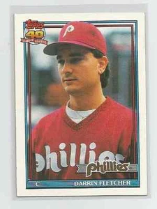 DARRIN FLETCHER (Phillies) 1991 TOPPS BASEBALL #9 NO PRINT CODE ERROR -RARE - Picture 1 of 4