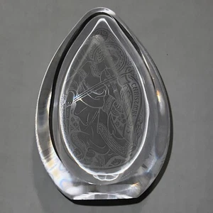 VINTAGE Crystal Signed Wedgwood Paperweight Egg Slice Christmas 1975 4.5" Tall - Picture 1 of 14