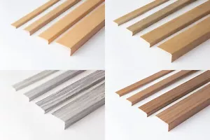 UNEQUAL WOOD EFFECT PLASTIC PVC CORNER 90 DEGREE ANGLE TRIM 2.5 METERS 98.43 in - Picture 1 of 14