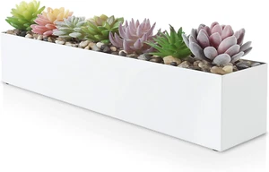 Modern Narrow Planter Box | 16" Metal Perfect as a Succulent Planter for Table o - Picture 1 of 7