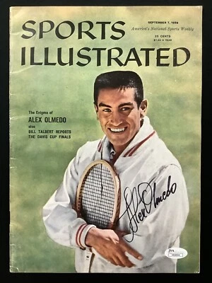 Alex Olmedo Signed Sports Illustrated 9/7/59 No Label Tennis Davis Cup Auto JSA - Image 1 of 4