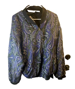 Royalty Silks Designed in Italy 100% silk Paisley jacket Lining 100% Nylon Sz XL - Picture 1 of 15