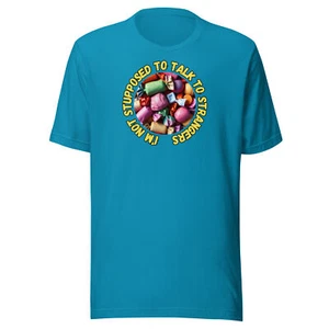 I'm Not Stupposed to Talk to Strangers Funny Quote T-Shirt Minion Despicable Me - Picture 1 of 11