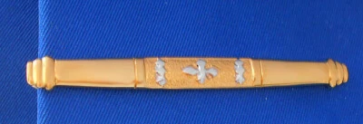 Krawattennadel Klammer bicolor glänzend überwiegend golden 6,6 cm NK0140 +Box - Bild 1 von 4