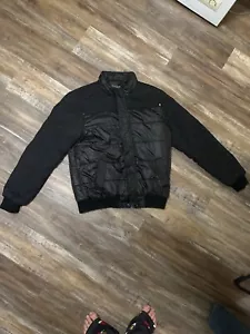 GUESS BLACK PUFFER JACKET WOMENS SIZE L FULL ZIP - Picture 1 of 3