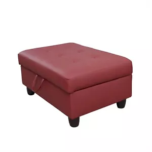 Ottoman with Storage Faux Leather Foot Stool Living Room Bedroom Coffee Table - Picture 1 of 18