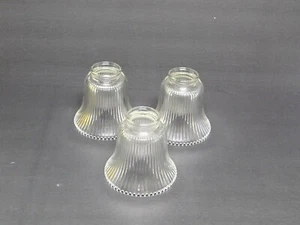 Heavy Glass Globes/Shades 1981 Lancaster (3) Ribbed 2" Fitter NEW - Picture 1 of 3