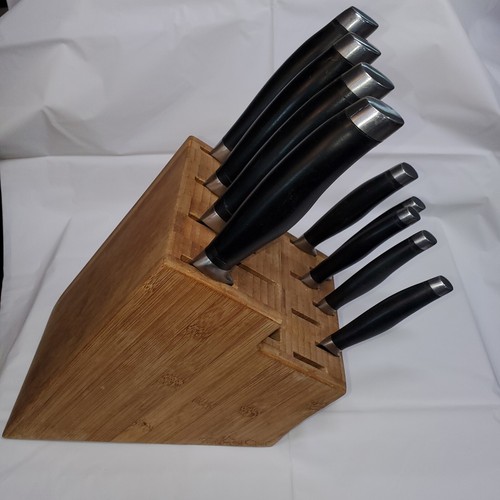 9 Piece PAMPERED CHEF Knife Set, German Stainless Steel + Wood Knife