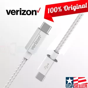 OEM Original Verizon White 4FT Braided USB Type-C to USB-C Charge Data Cable - Picture 1 of 9