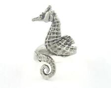 Seahorse Adjustable Ring Antique Silver Plated brass (15.5mm 4.5US size) 3286