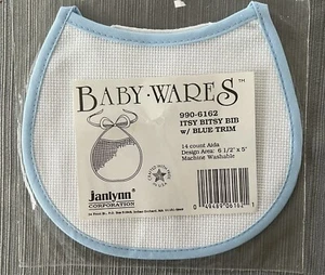 Janlynn Baby Wares Itsy Bitsy Baby Lätzchen 14 Stück Baumwolle Aida Neu Blau - Bild 1 von 2