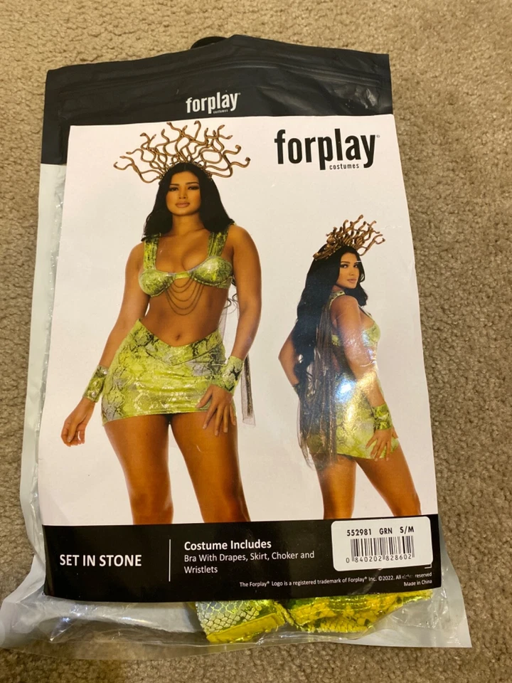 Sexy Forplay Set In Stone Medusa Green Reptile Print Costume 552981 Sz S/M - Image 1 of 1