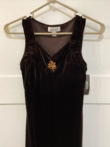NWT AMY BYER BROWN VELVET/VELOUR PARTY DRESS, 16  SASH, SLEEVELESS,PRETTY - Picture 1 of 6