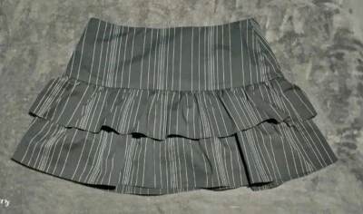 Arden B Size 8 Black With White Pin Strips Skirt Ruffles Back Zip Up  - Image 1 of 4