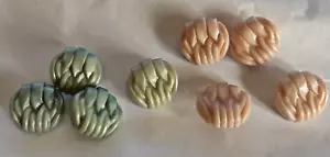 8 Antique Celluloid 3/4" Bluish Green Pink Shank Buttons - Picture 1 of 3