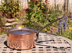Cordon Bleu Hammered Copper 2 Qt Sauce Pan w/ lid, Made in France - Picture 1 of 6