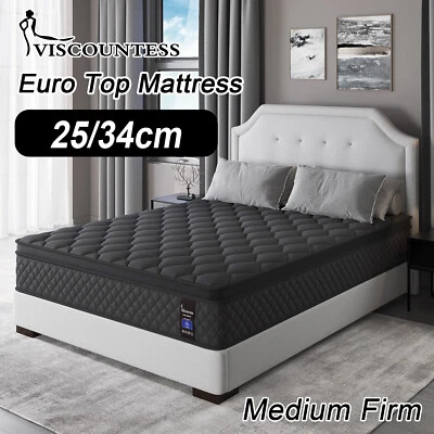 Viscountess Mattress Queen Double King Single Euro Top Spring Bedding Firm Foam - image 1 of 4