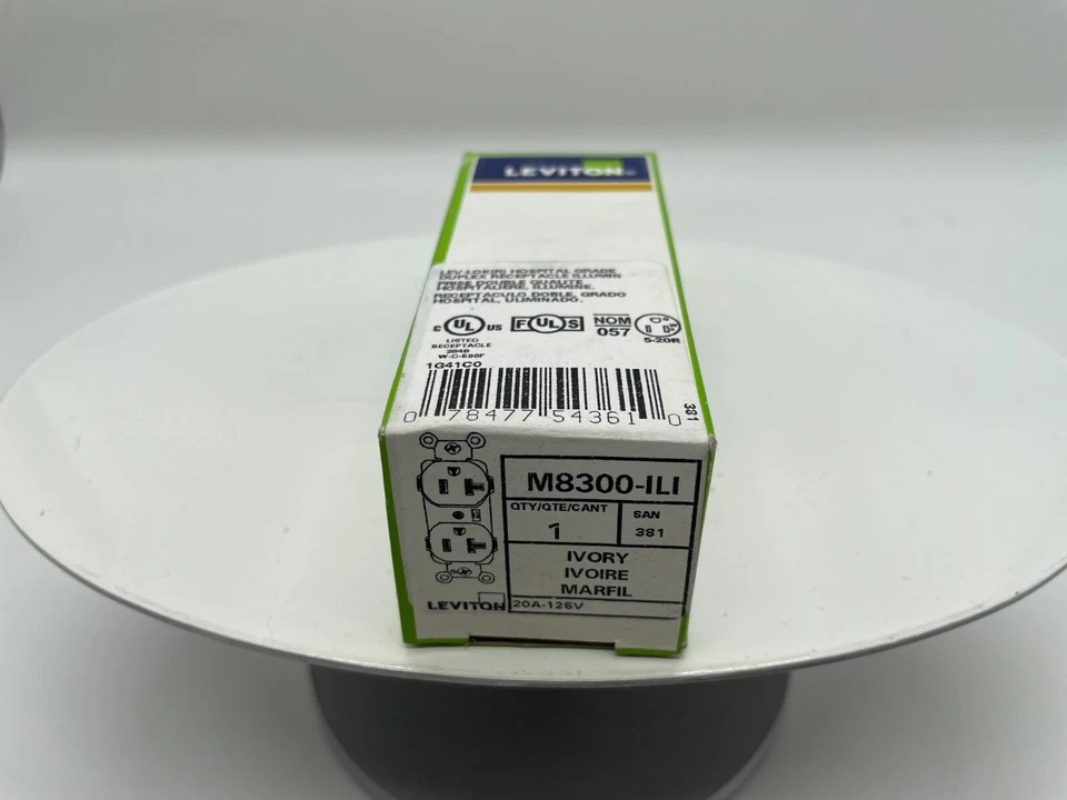 Leviton M8300-HW 20 Amp 125 Volt Narrow Body Duplex Receptacle Straight Blade