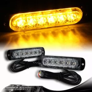 2X Super Brillante 6-LED Ámbar Coche Camión Emergencia Flash Advertencia Baliza Luz Estroboscópica - Imagen 1 de 5