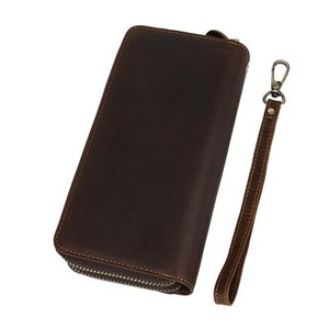 Men's Vintage Leather  Long Wallet Money Clip Coin Clutch Card Holder Checkbook