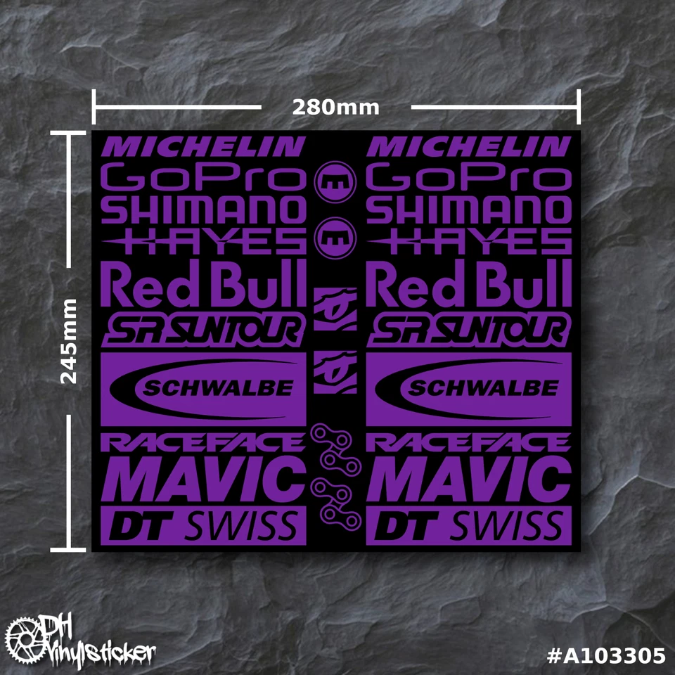 Sponsoren Stickersatz V2 Lila | Aufkleber Set Fahrrad eBike BMX eMTB Helm
