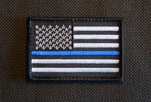 Thin Blue Line United States Flag Patch Police SWAT Iron On / Sew On - Picture 1 of 2