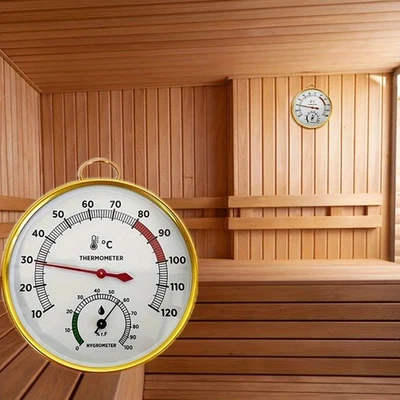 Metal Sauna Thermometer and Humidity Meter Easy to Read 10 to 120 Celsius Range - Image 1 of 4