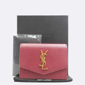 YSL 607685 Red Leather UPTOWN Accordion Business Card Holder - Picture 1 of 6
