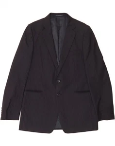 JAEGER Mens 2 Button Blazer Jacket UK 44 2XL Navy Blue Pinstripe Wool BF01 - Picture 1 of 3