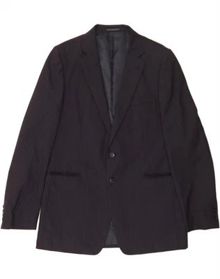 JAEGER Mens 2 Button Blazer Jacket UK 44 2XL Navy Blue Pinstripe Wool BF01 - Image 1 of 3