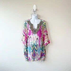 Inc Internation Concepts Strand Ikat Badeanzug Überwurf Perlen Boho Small Neu mit Etikett - Bild 1 von 13