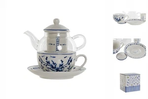 Tetera Home Azul Blanco Cristal Porcelana - Imagen 1 de 5