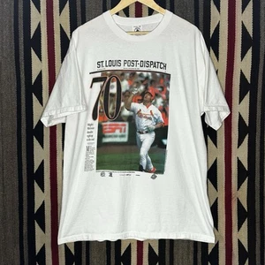 Vintage 90s Baseball Tshirt Mark McGwire VTG Tee Sz XL Short Sleeve Newspaper - Picture 1 of 5