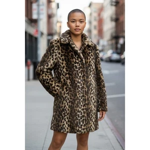Abrigo de piel sintética de leopardo guepardo generación BCBG M - Imagen 1 de 13
