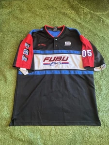 Vintage FUBU Shirt Herren XL schwarz rot blau Renntrikot 05 FBJ Team Patch 90s - Bild 1 von 6