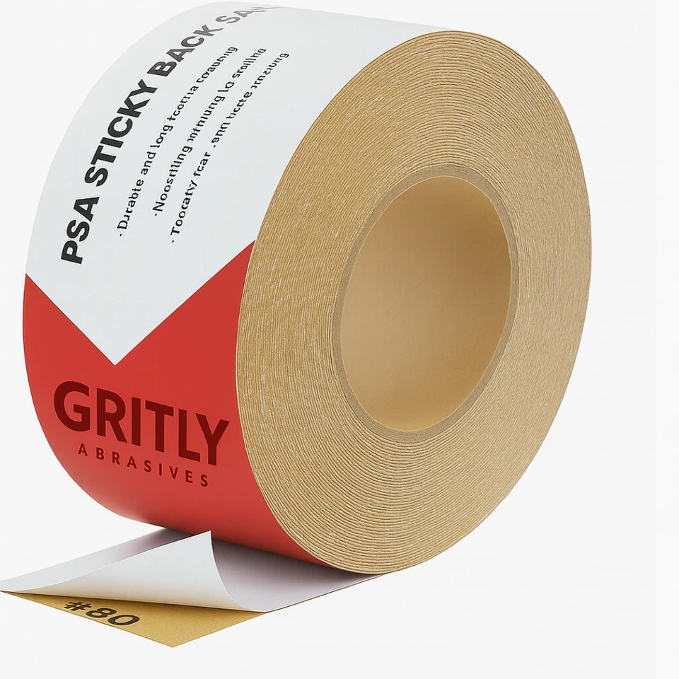 GRITLY ABRASIVES Gritly - 25 Yard PSA Gold Longboard Sandpaper Roll, 2-3/4" Wide - Adhesive