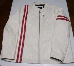 Vintage Women's Size XXL Wilson's Motorcycle Jacket Cream With Red Stripes - Picture 1 of 22