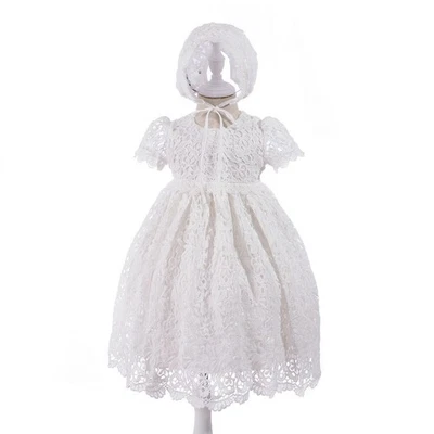 Kleid Stickerei Taufe langes Kleid mit Umhang Baby Hohlspitze Taufe Party - Bild 1 von 4