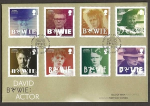 ISLE OF MAN 2022 DAVID BOWIE THE ACTOR SET OF 8 ON FDC - Picture 1 of 1